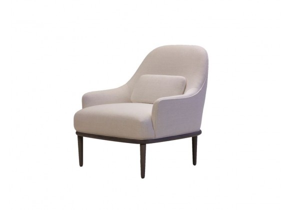 Crawford Low Back Lounge Chair Off White Fabric with Grey Legs