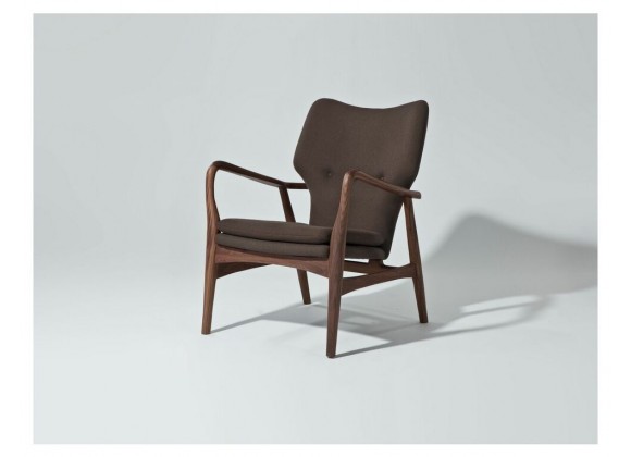 Ingrid Lounge Chair Grey Fabric with Walnut Wood