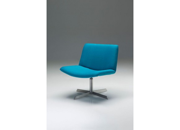 Varley Swivel Lounge Chair Blue with Brushed Stainless Steel 