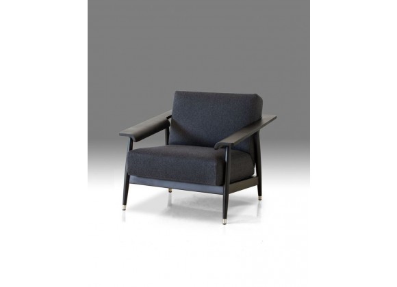 Wakefield Lounge Chair Grey Fabric with Birch Black Wood 