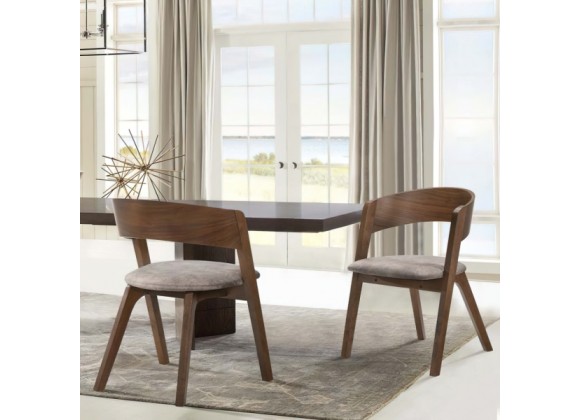 Armen Living Jackie Mid-Century Upholstered Dining Chairs In Walnut finish - Set of 2