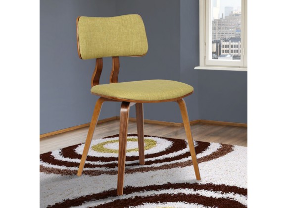 Jaguar Mid-Century Dining Chair in Walnut Wood and Green Fabric