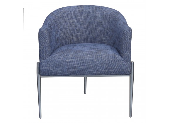 Armen Living Jolie Contemporary Accent Chair in Polished Stainless Steel Finish and Blue Fabric - Front