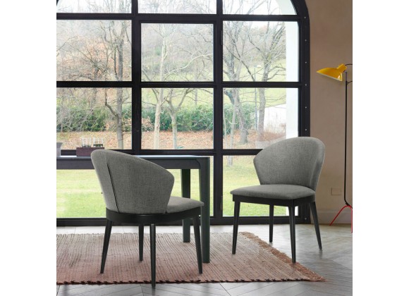 Armen Living Juno Charcoal Fabric and Black Wood Dining Side Chairs - Set of 2
