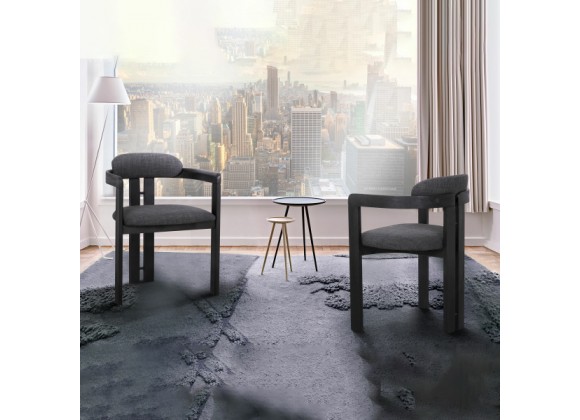 Armen Living Jazmin Contemporary Dining Chair In Black Brushed Wood Finish And Charcoal Fabric - Set of 2