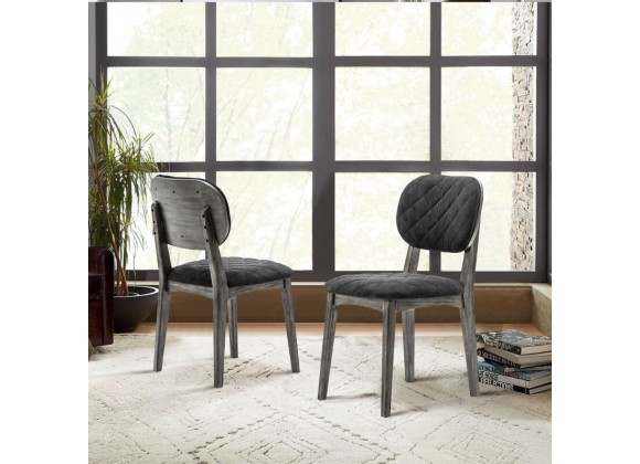 Armen Living Katelyn Midnight Open Back Dining Chair - Set of 2 In Tundra Gray