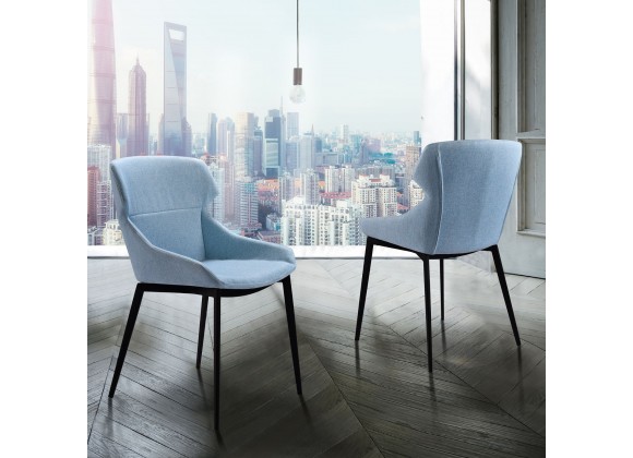 Kenna Modern Dining Chair in Matte Black Finish and Blue - Set of 2 Lifestyle