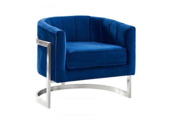 Kamila Contemporary Accent Chair - Blue - Angled