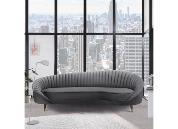 Armen Living Karisma Dark Gray Curved Velvet Sofa