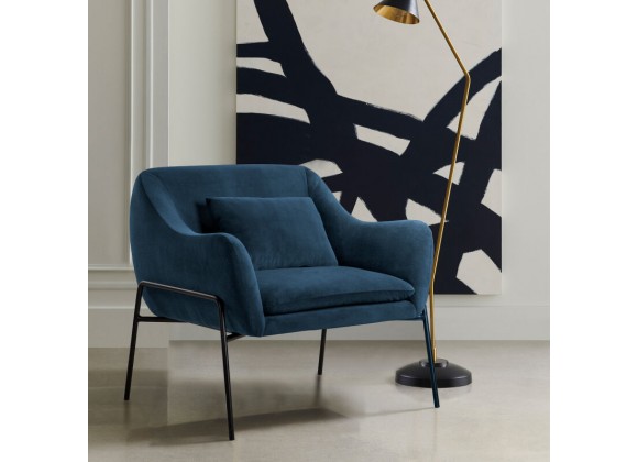 Karen Blue Velvet Modern Accent Chair 