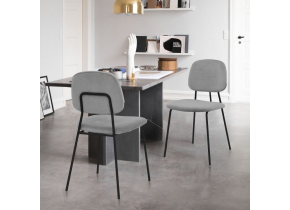 Armen Living Lucy Gray Velvet and Metal Dining Room Chairs - Set of 2