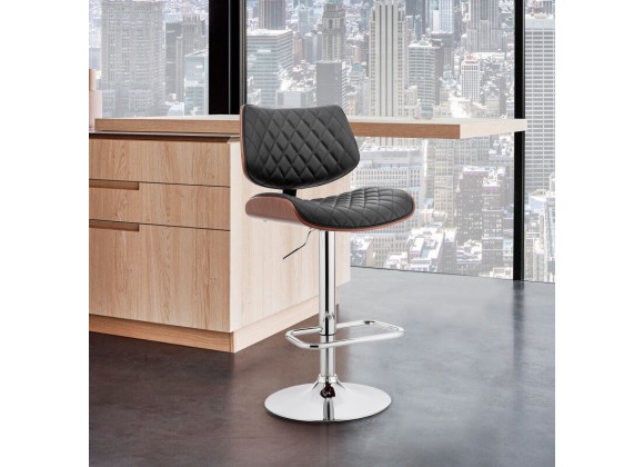 Armen Living Leland Adjustable Cream Faux Leather and Chrome Finish Bar Stool 