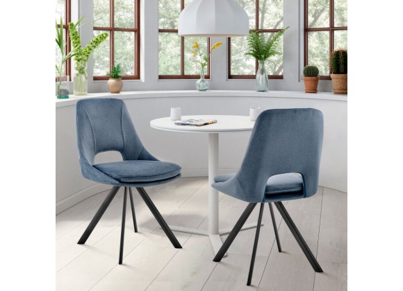 Armen Living Lexi Dining Room Accent Chair In Velvet And Black Finish - Set of 2