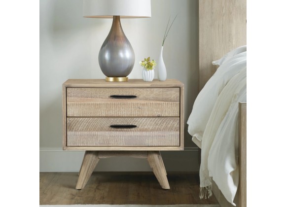 Baly Acacia Mid-Century Gray 2 Drawer Night stand