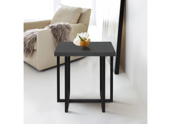 Tuxedo Round End Table with Gray Finish and Gray Top - White BG