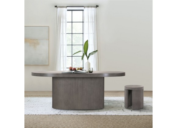 Armen Living Wave Oval Dining Table In Grey Concrete In Gray