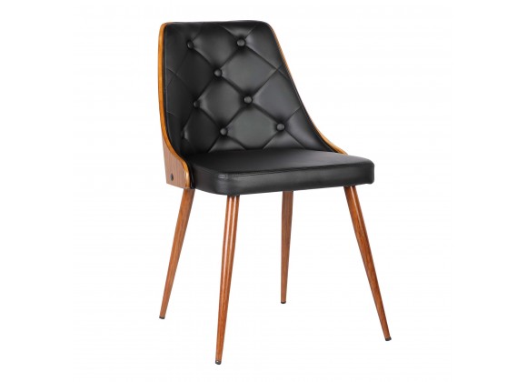 Armen Living Lily Mid-Century Dining Chair In Walnut Finish And Faux Leather