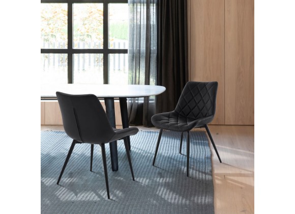 Loralie Black Faux Leather and Black Metal Dining Chairs - Set of 2
