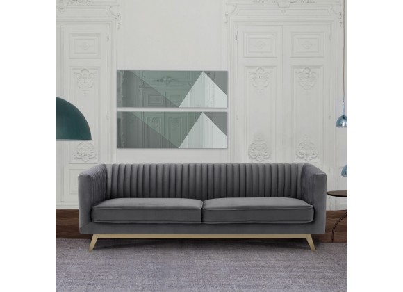 Armen Living Liv Modern Gray Velvet Sofa