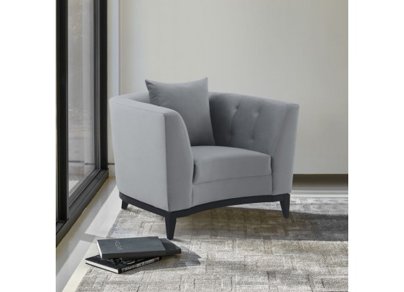 Armen Living Melange Velvet Accent Chair With Black Wood Base