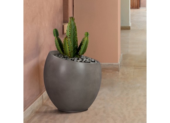 Armen Living Moonstone Large Indoor or Outdoor Planter in Grey Concrete