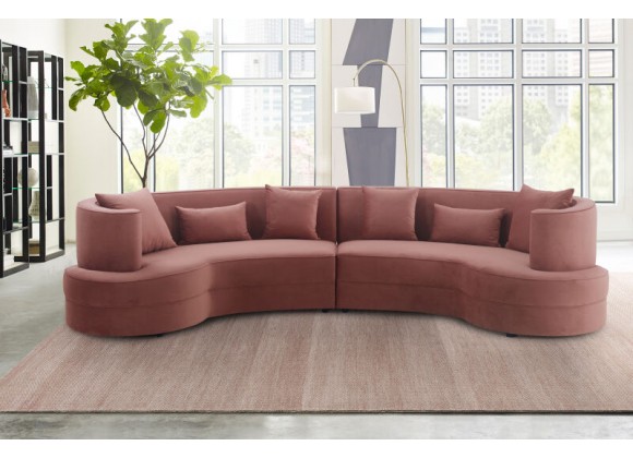 Armen Living Majestic Blush Fabric Upholstered Sectional Sofa