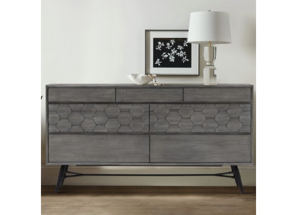 Armen Living Makena 6 Drawer Dresser in Grey Acacia Wood