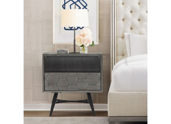 Armen Living Makena 1 Drawer Night Stand in Grey Acacia Wood in Gray