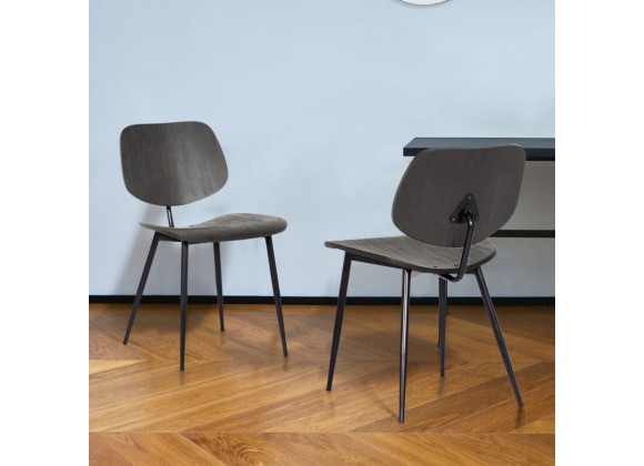 Armen Living Miki Mid-Century Black Wood Dining Accent Chairs (Set of 2) In Black Powder