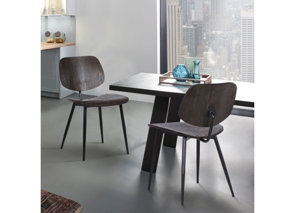 Armen Living Miki Mid-Century Walnut Wood Dining Accent Chairs (Set of 2) In Brown