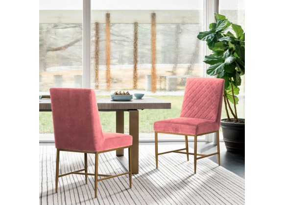 Armen Living Memphis Pink Velvet and Antique Brass Accent Dining Chair