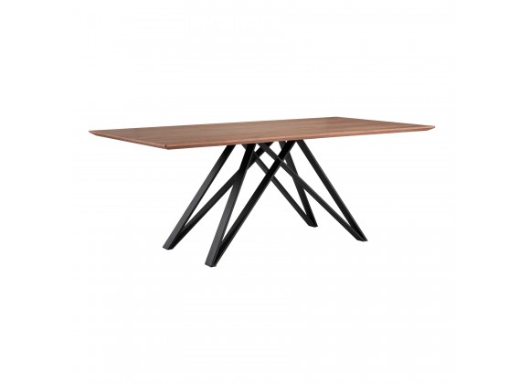 Modena Contemporary Dining Table in Matte Black Finish and Walnut Wood Top