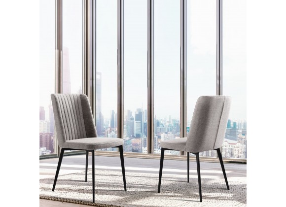 Maine Contemporary Dining Chair in Matte Black Finish and Gray Fabric - Lifestyle
