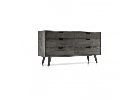 Mohave Mid-Century Tundra Grey Acacia 6 Drawer Dresser - Angled