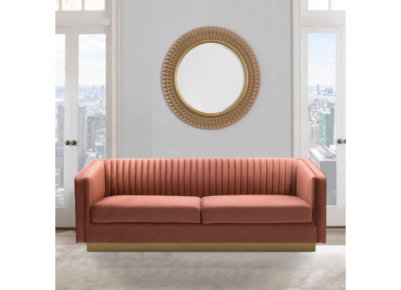 Armen Living Miranda Blush Velvet and Gold Sofa