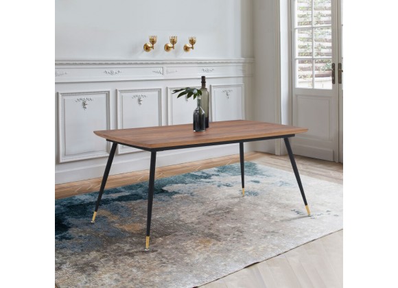 Armen Living Messina Modern Walnut And Metal Dining Room Table