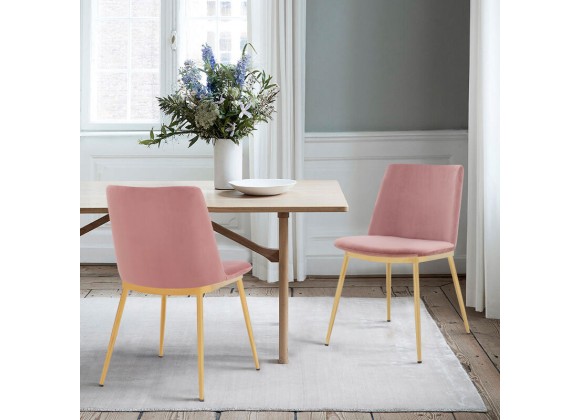 Messina Modern Pink Velvet and Gold Metal Leg Dining Room Chairs - Set of 2 01