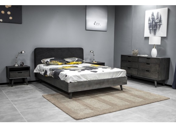 Mohave Mid-Century Tundra Grey Acacia King Platform Bed - Lifestyle