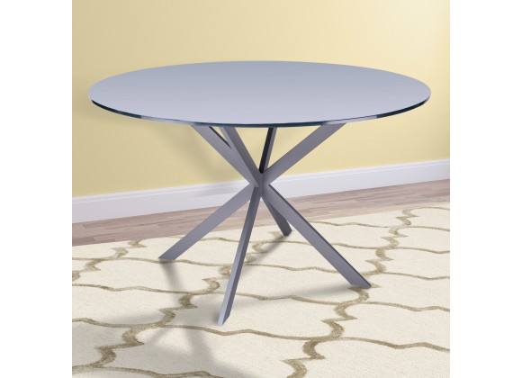 Mystere Modern Dining Table in Grey Powder Coated finish with Grey Tempered Glass Top