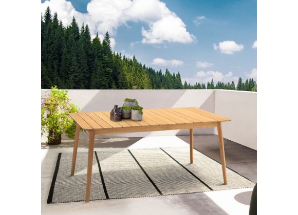 Armen Living Nassau Outdoor Rectangle Dining Table In Natural Wood Finish