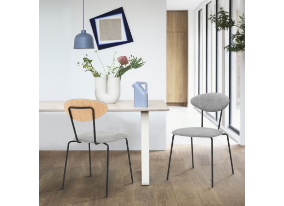 Armen Living Neo Modern Gray Fabric And Black Metal Dining Room Chairs - Set of 2