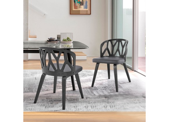 Armen Living Nia Gray Faux Leather And Black Wood Dining Chairs - Set of 2