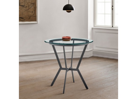 Armen Living Naomi Round Glass and Black Metal Bar Table