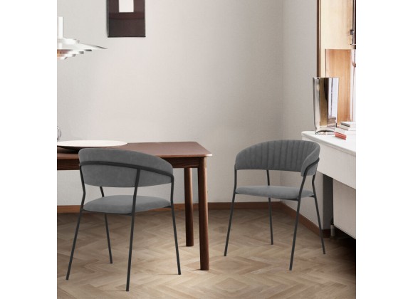 Armen Living Nara Modern Gray Faux Leather And Metal Dining Room Chairs - Set of 2