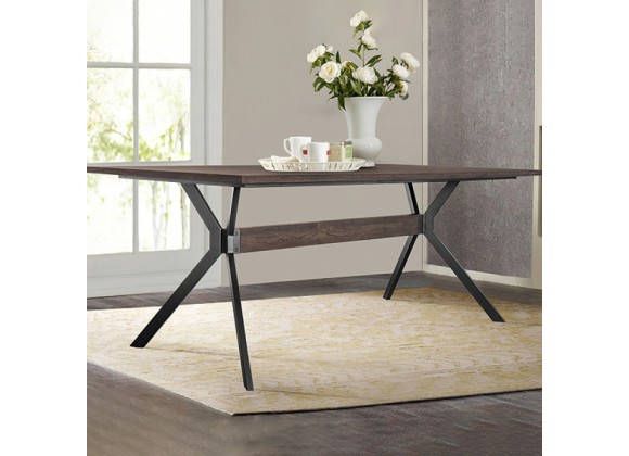 Armen Living Nevada Rustic Oak Wood Trestle Base Dining Table