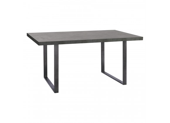 Armen Living Newark Contemporary Dining Table in Gray Powder Coated Finish and Rusted Black - Angled