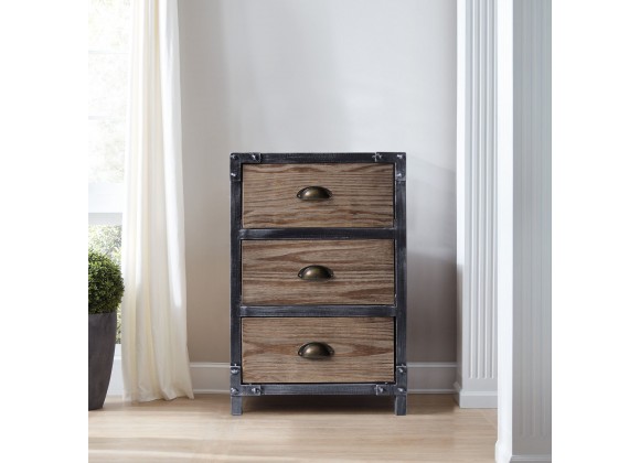 Nyx Industrial 3-Drawer End Table in Industrial Grey and Pine Wood - Lifestyle