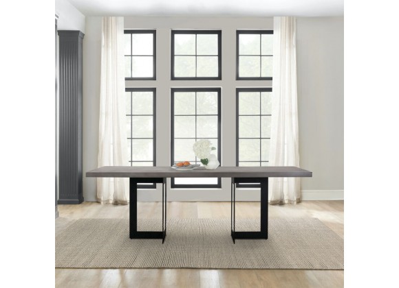 Armen Living Odet Rectangular 87" Dining Table In Concrete And Black Metal In Gray