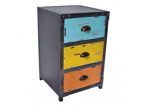 Oskar Industrial 3-Drawer End Table - Angled
