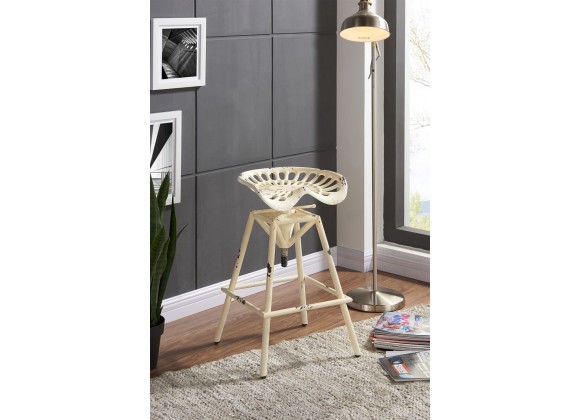 Osbourne Adjustable Industrial Metal Barstool in Antique White finish